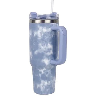 Roestvrijstalen Tie Dye Thermische Waterfles Koffiebeker met Rietje 40 oz Tumbler met Handvat Drinkware Reis Auto Mok Thermos 1200ml