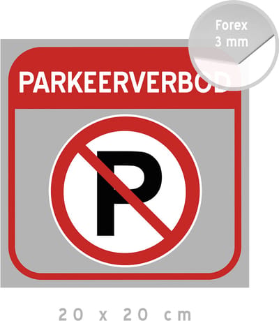 Pictogram/ bord | "Privé parking" | 20 x 20 cm | Grijs | Parkeren verboden | No parking | Poort vrijhouden | Overlast | Kunststof | Forex | 1 stuk