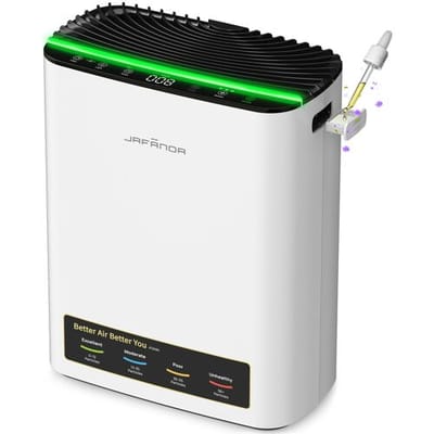 JAFANDA Jafända Luchtreiniger voor thuis, tot 114 m², echte HEPA-filter met PM2.5-display, slaapstand van 20 dB, verwijdert huisdierharen, geuren,