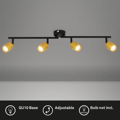 BRILONER - Plafondlamp - 2145047 - Draaibaar - GU10 fitting - Gloeilamp niet inbegrepen - 70.5 x 8 x 11 cm - Zwart-goud