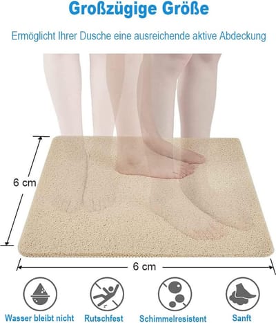 Douchemat, antislip, voor badkuip en natte ruimtes, beige, 60 x 60 cm