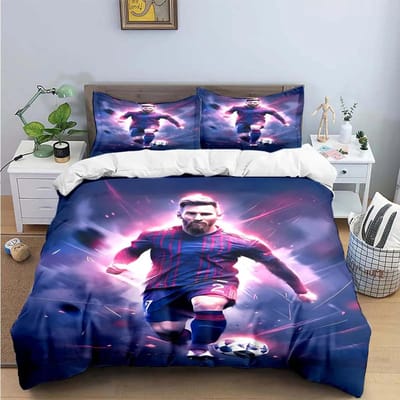 Mode Voetbalster M-Messi R-Ronaldo Print Beddengoed Set Dekbedovertrek Dekbed Bed Jeugd Kinderen Meisjes Jongens Luxe Cadeau 150*200cm 3pcs