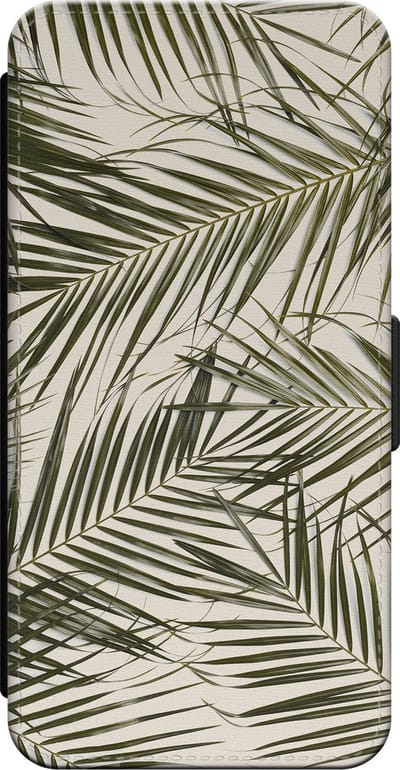 Leuke Telefoonhoesjes - Bookcase hoesje geschikt voor iPhone 14 bookcase leer - Palmbladeren - Palmbladeren - Wallet case met pasjeshouder - Planten - Groen