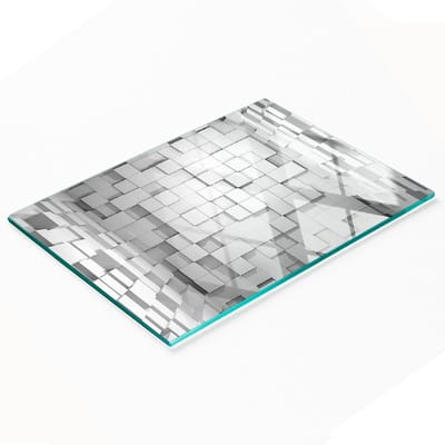 Duurzame en stijlvolle glazen keukensnijplank met dobbelsteenpatroon 80x52 cm
