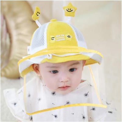 Baby Zonnehoed - Kinderen Vissershoed - Bescherming Buiten - Afneembaar Vizier - 46 cm - Geel