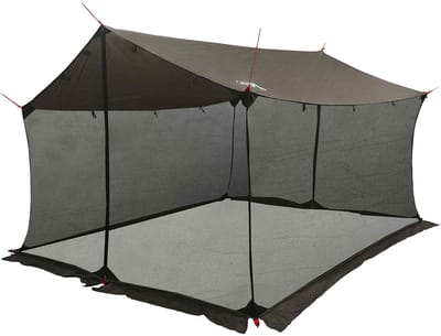 vidaXL - Campingzeil - met - netwanden - 340 - x - 260 - x - 220 - cm - Bruin - Grijs