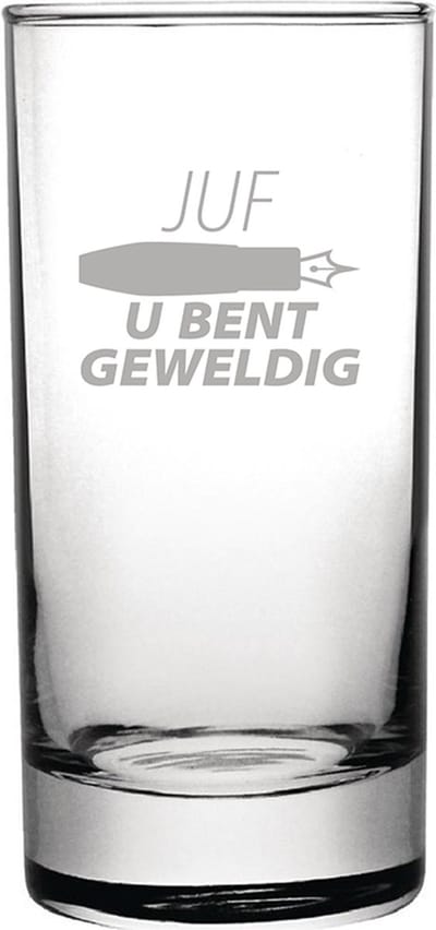 Gegraveerde longdrinkglas 28,5cl Juf u bent geweldig