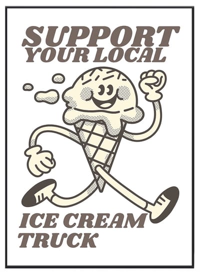 No Filter - Keuken Poster - Vintage Print - Support Your Local Ice Cream Truck Poster - 21x30 cm - Retro koffiekunst - Vintage Print
