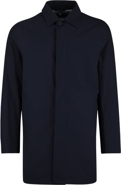 mantel jas People of Shibuya Toshiro navy polyester lang