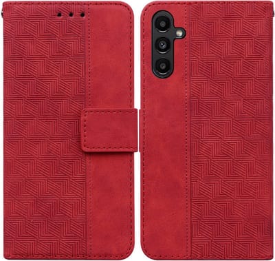 Coverup Hoesje - Geschikt voor Samsung Galaxy A25 Hoesje - Coverup Geometric Book Case - Rood
