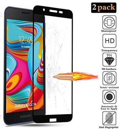 2x Full Cover Screenprotector Geschikt Voor: Samsung Galaxy A2 Core Screen protector Glazen Gehard - Volledig Scherm Tempered Glass