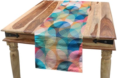 ABAKUHAUS Tafelloper – Geometrische pastelmozaïek, 40×180 cm, polyester