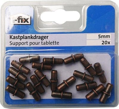 I-Fix kastplankdrager | metaal bronskleurig | stift Ø 5 mm | vintage brons | 40 stuks