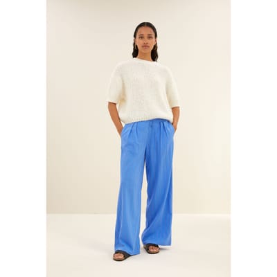 By-Bar Uma Stripe Pants Vivid Blue Stripe Maat: XS | Wijde Broeken Outlet | Dames | Blauw