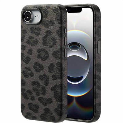Selencia Hoesje - Geschikt voor Apple iPhone 17e / 16e - Sabi Backcover panterprint geschikt voor MagSafe - Midnight Black