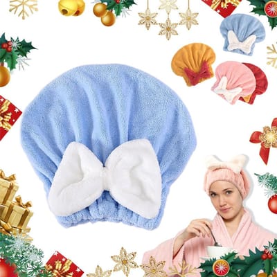 Nieuwe superabsorberende haarhanddoek - Microvezel snel drogende dikke haarhanddoek voor dames - Zachte strik haarhanddoekaccessoire - Blauw