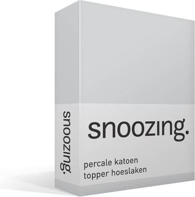 Snoozing - Topper - Hoeslaken  - Eenpersoons - 70x200 cm - Percale katoen - Grijs