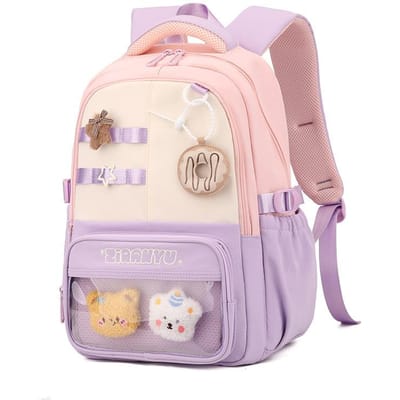 2026 Primary High Class donut Rugzak voor Meisjes Macaronkleuren Blokkerend Kinderrugzak Rits Grote Capaciteit Tiener Meisje Schooltas