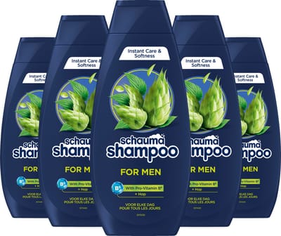 Schauma Shampoo For Men - Haarverzorging - Versterkt Mannenhaar - Natuurlijk Volume - Hopextract - Dagelijks Gebruik - Voordeelverpakking - 5x 400ml
