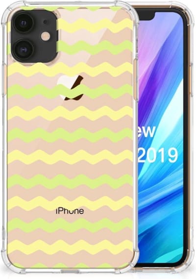Apple iPhone 11 Doorzichtige Silicone Hoesje Waves Yellow