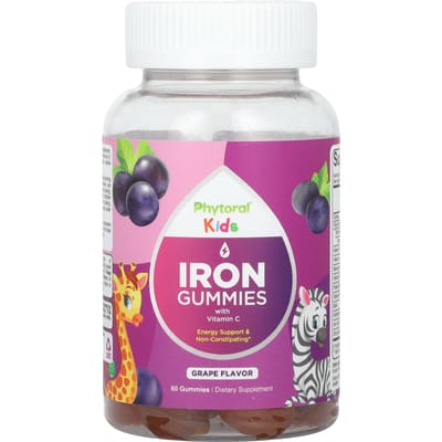 Enfants, Gommes de Fer avec Vitamine C, Raisin, 60 Gommes