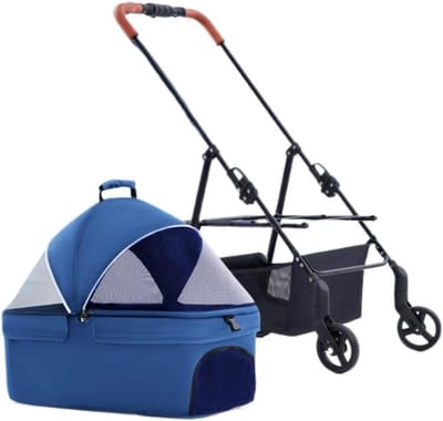 Huisdier Kinderwagen - Dieren Wandelwagen - Reizen met Huisdier - Ademend Mesh - Tot 20 kg - Blauw