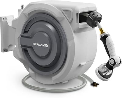 Intrekbare Tuinslanghaspel - Slanghaspel Automatisch - Tuin Besproeien - Zelfoprolend Mechanisme - 20 Meter - Grijs