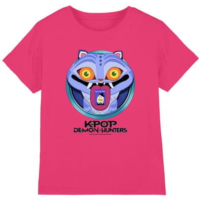 K-Pop Demon Hunters Kinderen/Kinderen Save The Date Derpy Tijger Cartoon T-shirt (Fuchsia)
