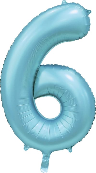 Folie Ballon Cijfer 6 Satin licht blauw XL 86 cm