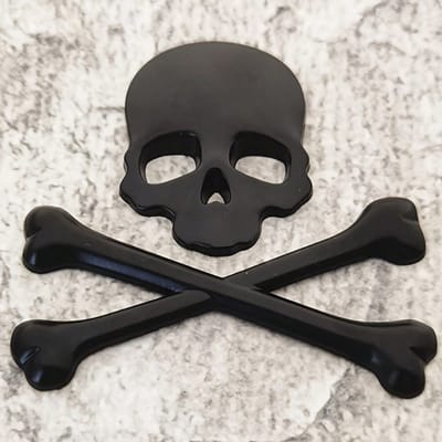 1 autocollant emblème de voiture tête de mort 3D en métal, autocollant badge, étiquette, décoration de carrosserie de voiture, adapté aux voitures et motos Black multicolore