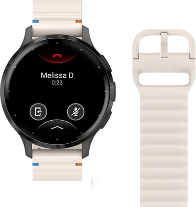Cazy horlogebandje geschikt voor Garmin Watch Bandje (ActiveFlex) - Smartwatchbandjes - Universeel bandje geschikt voor Garmin Venu 3S / 4 (41mm) - Ivory