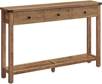 CORE Consoletafel - Bijzettafel - Salontafel - Neventafel - Wandtafel - Sidetable - Haltafel - 3 lades en plank - 120x24x76 - Bruin