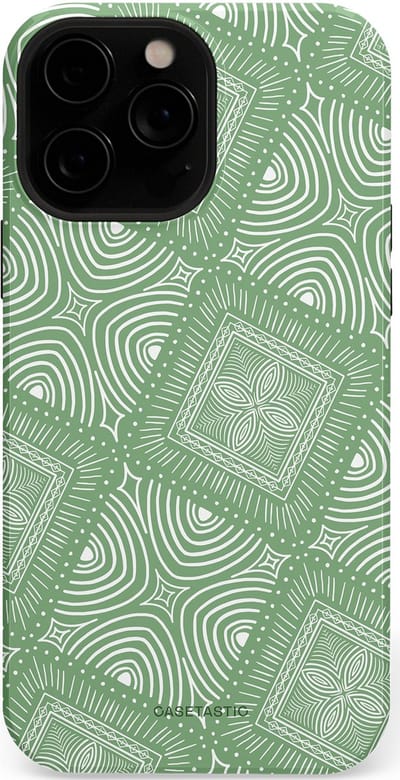 Casetastic Hoesje Geschikt voor Apple iPhone 13 Pro Max Magsafe - Stijlvolle Beschermende Duo-layer Case - Groene Mandala