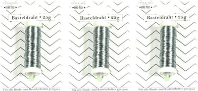 Stern Fabrik Binddraad/wikkeldraad - 3x rolletjes - zilver - 50 m x 0,35 mm - hobbydraad/bloemendraad