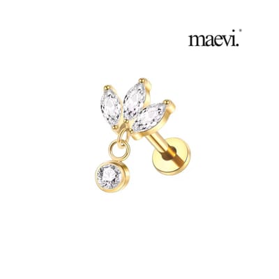 Maevi® Piercing voor Oor - Kleur: Goud - Formaat: 12 x 6 MM - Titanium - Tragus / Kraakbeen / Helix / Conch - Oorpiercing - Piercing Sieraad - Hoge Kwaliteit - Labret Piercing - Luxe Sieraad - Oorbellen