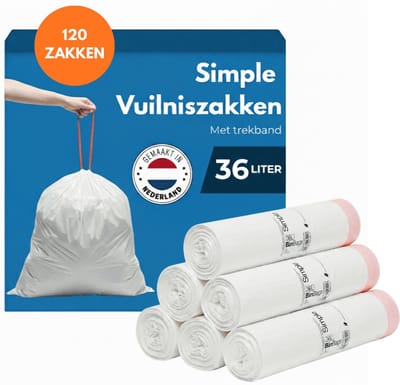 Simple Vuilniszakken 36 liter - 6 Rollen x 20 Stuks - Geschikt Voor Brabantia Code R - Brabantia Vuilniszakken R - 36L - Afvalzakken 36 liter - Geproduceerd in Nederland