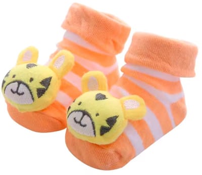 Super schattige babysokken - Baby Sokken - New born sokken - Kraamcadeau voor Jongen of Meisje - Babyshower Cadeau - Kraammand - Tijger - Oranje
