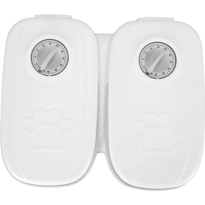 Automatische Voerbak voor Huisdieren met 2 Maaltijden Grote Capaciteit Slimme Getimede Voerbak voor Droog of Halfvochtig Huisdierenvoer voor Hond L(for 6.5-9kg) grijze kleur