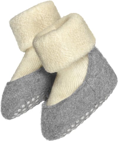 FALKE Baby Cosyshoe Noppen op de zool wol huissokken baby wit - maat 17-18