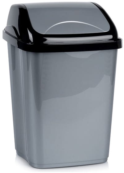 Orion - Plastic Prullenbak - Grijs - 16 l - Uitschuifbare Deksel