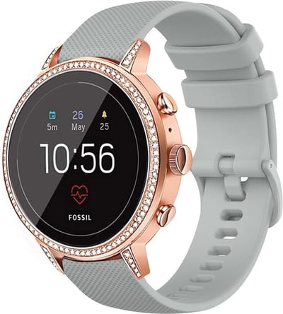Strap-it Siliconen bandje 18mm - geschikt voor Fossil Gen 5e 42mm / Gen 6 42mm - Huawei Watch GT 4 - 41mm - Huawei Watch GT 5 - 41mm / GT 5 Pro - 42mm - Withings ScanWatch 2 - 38mm / ScanWatch Light / Steel HR 36mm - grijs