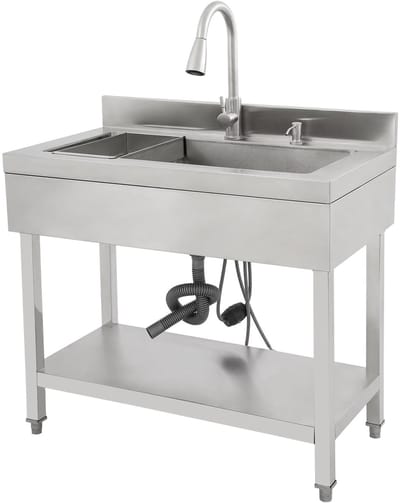 Dailygoods- Spoelbak Roestvrij Staal - Vrijstaande Keukengootsteen - 1 Wastafel - Uittrekbare Kraan - 90 x 60 x 80 cm - Modern Design