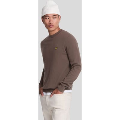 Lyle & Scott Katoenen Merino Trui met Ronde Hals, Bruin