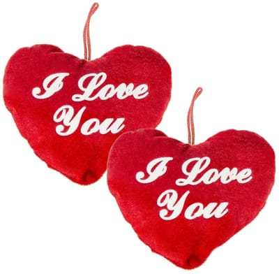 Duckiez Hart kussen - 2x - rood - I Love You - 13 cm - pluche - Valentijn cadeau - hartjeskussen - moederdag cadeau - knuffelhart