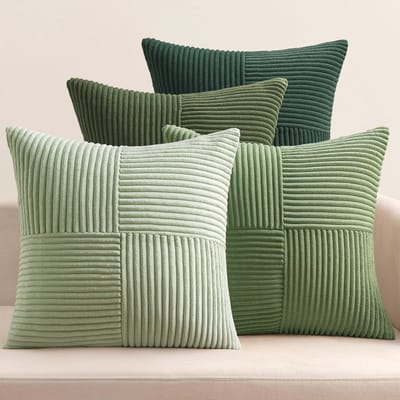 Set van 4 Ribfluwelen Kussenslopen voor Kerstmis - Decoratieve Kussenovertrekken 45 x 45 cm