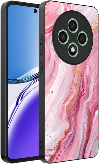 Smartphonica Telefoonhoesje Geschikt voor Oppo Reno 12F met marmer opdruk - TPU backcover case marble design - Roze geschikt voor Oppo Reno 12F