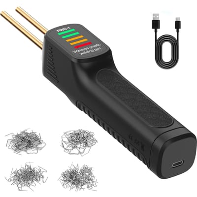 Draadloze Kunststof Lasmachine Kit, Oplaadbare Handheld Kunststof Lasmachine Set met 200 stuks Nietjes, zwart