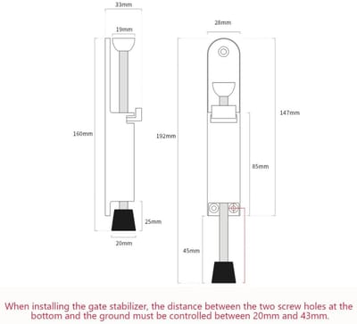 Deurstopper - Opstapdeurstopper Deurvastzetter - Deuren Open Houden - Voetbediende Uitschuifbare - 15L x 15B x 20Dikte cm - Brons