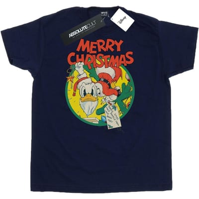 Disney Heren Donald Duck Vrolijk Kerstmis T-Shirt (Marineblauw)