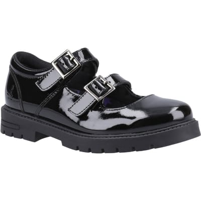 Hush Puppies Ella Patent Junior Meisjes Zwart Leren Schoenen